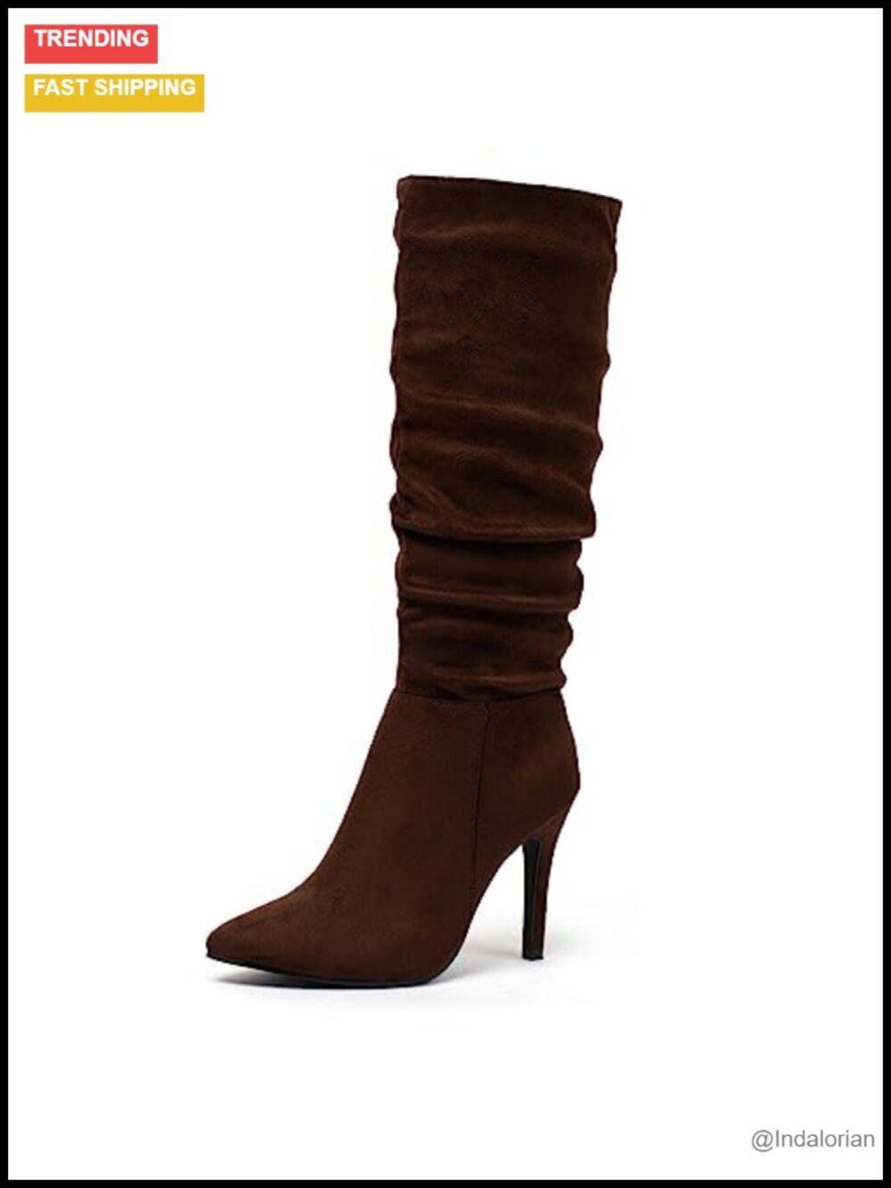 Women's Faux Suede Stiletto Knee High Slouchy Boots Side Zip Dressy